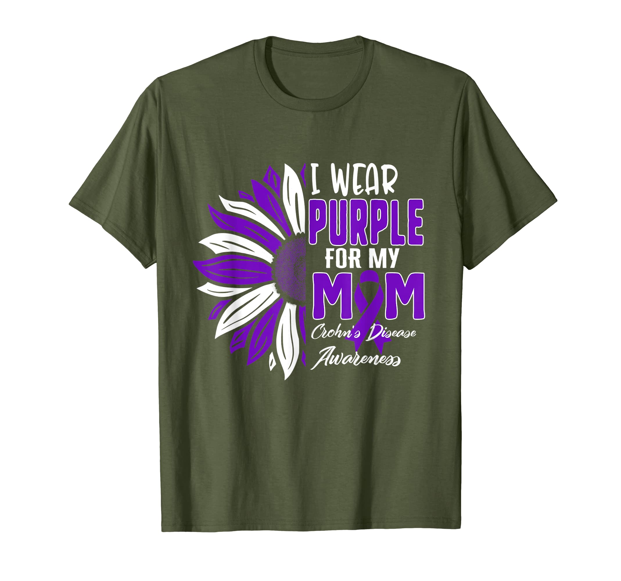 I Wear Purple For My Crohn's Disease Awareness Ribbon Sunflo T-Shirt