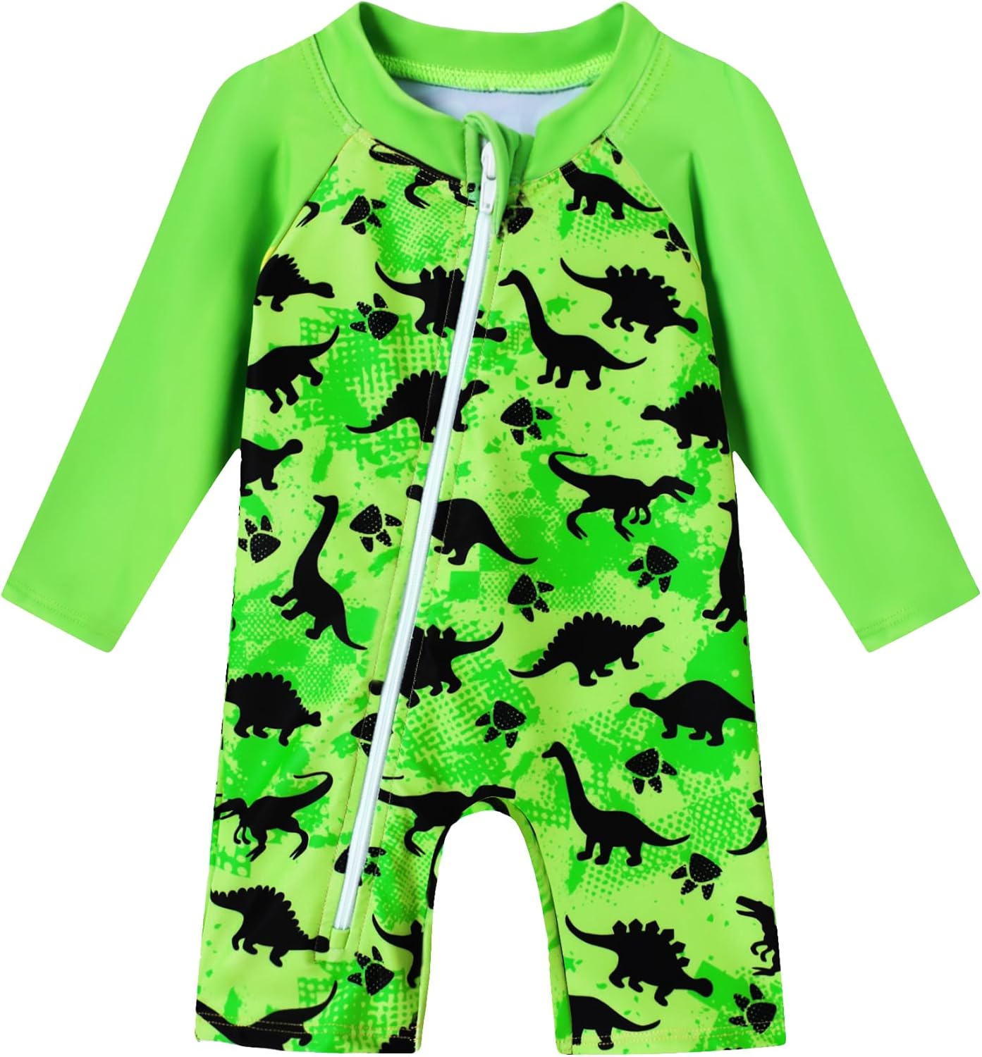 Baby Boy Swimsuit One Piece Long Sleeve Zipper Bathing Suit UPF 50+ Sun Protection Rashguard Swimwear 0-24 Months