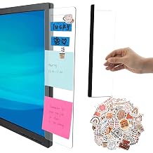 MDOZQ Office Must Haves 2 PCS Computer Sticky Note Holder with 100 PCS Boho Stickers, Post It Note Holder, Office Desktop Message Board Desk Accessories & Workspace Organizers