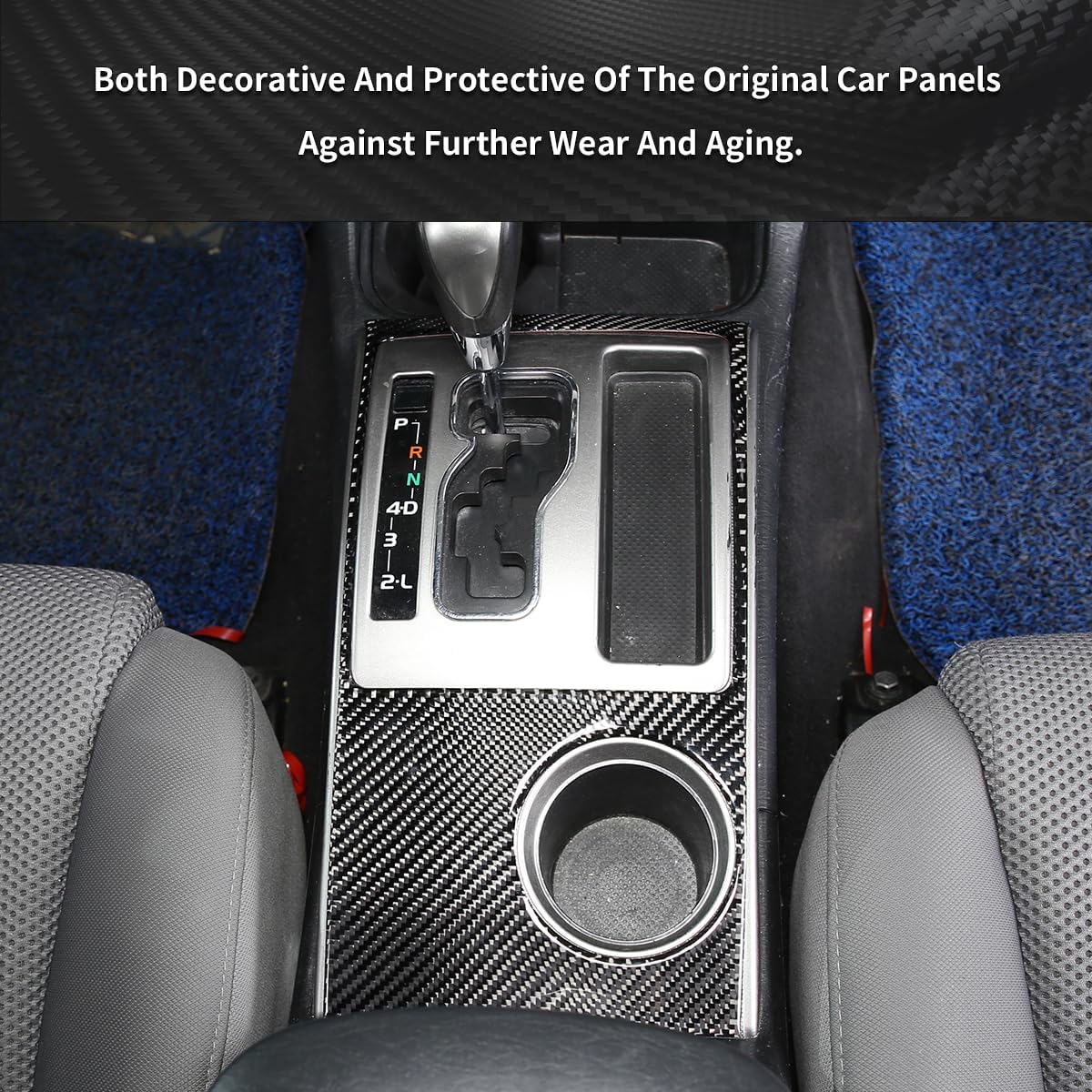 Car Real Soft Carbon Fiber Central Control Gear Shift Panel Decoration Protector Cover Trim Sticker Fit for Toyota Tacoma 2011-2015 Automotive Interior Accessories