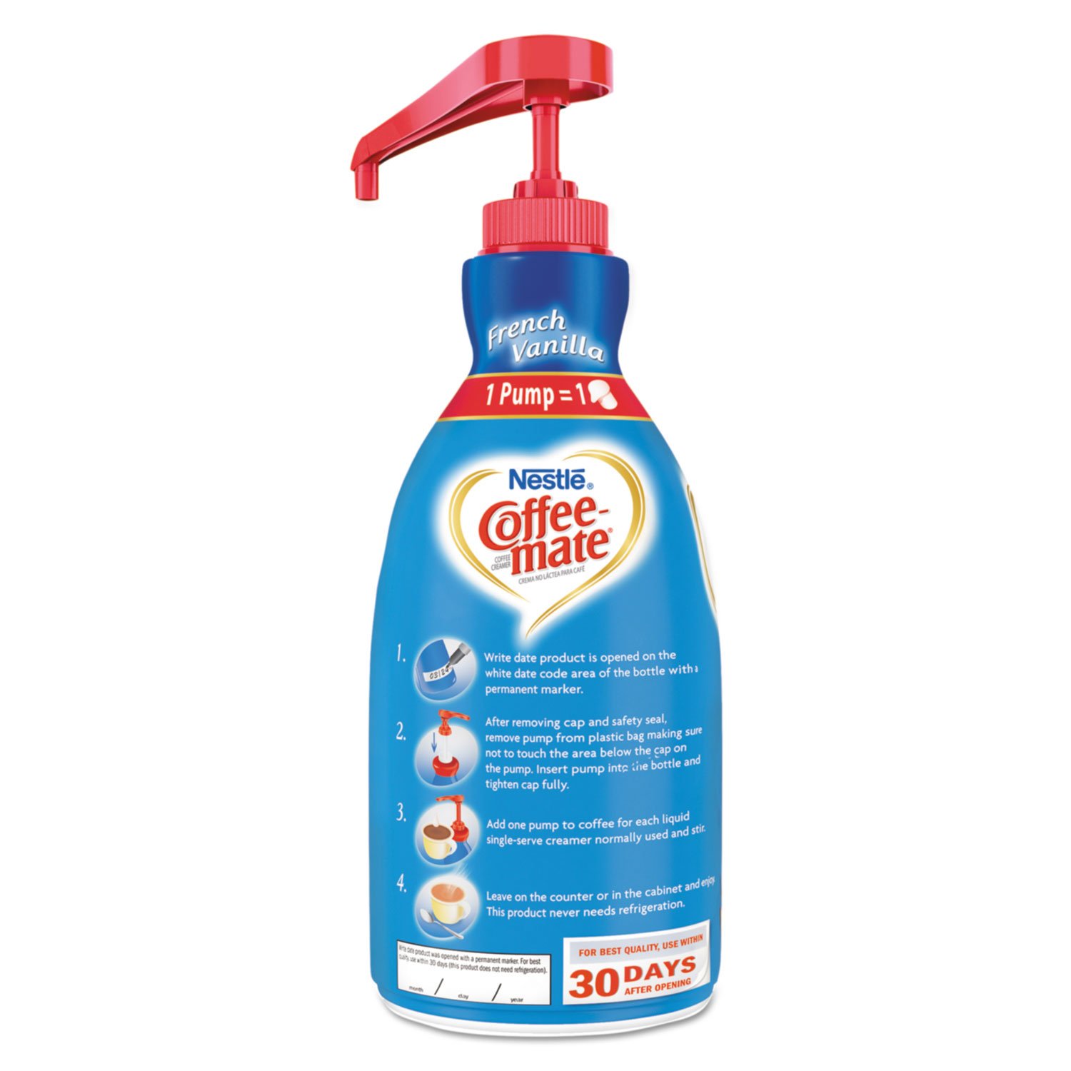 Nestle Coffee-mate Liquid Creamer Pump, 1.5 liter French Vanilla