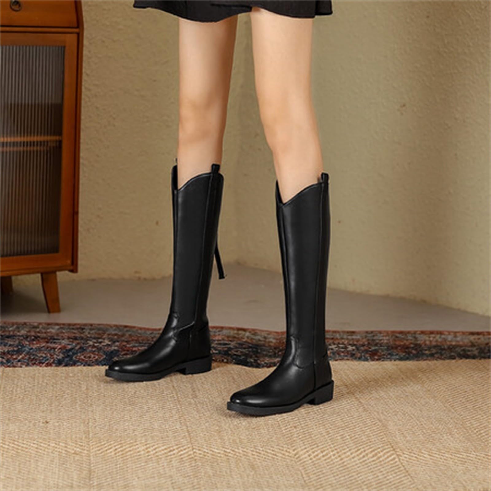 Winter Stiefel Damen Gefüttert Hoch Rund Zip Regen Gefütterte Rund Boots