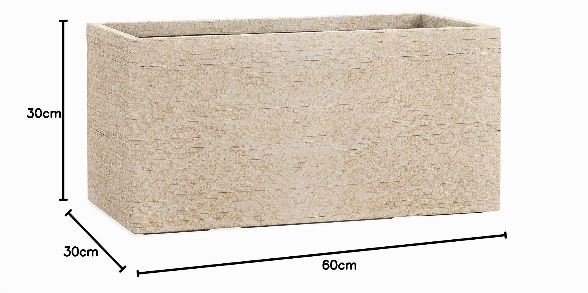 Pflanzwerk® Fioriera Vaso di Fiori Vetroresina TUB Antico Rena 30x60x30cm *Fioriera Resistente al Gelo* *Protezione UV* * Beni di qualità*