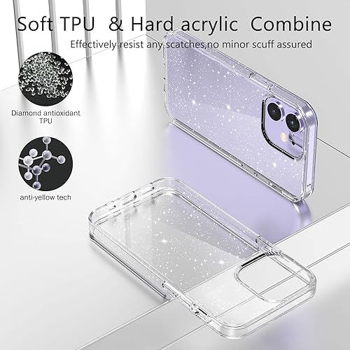 Miniatura 144 de Funda con purpurina diseñada para iPhone 15 Pro Max, con [2 unidades] protector de pantalla y [paquete de 3] protector de lente de cámara brillante