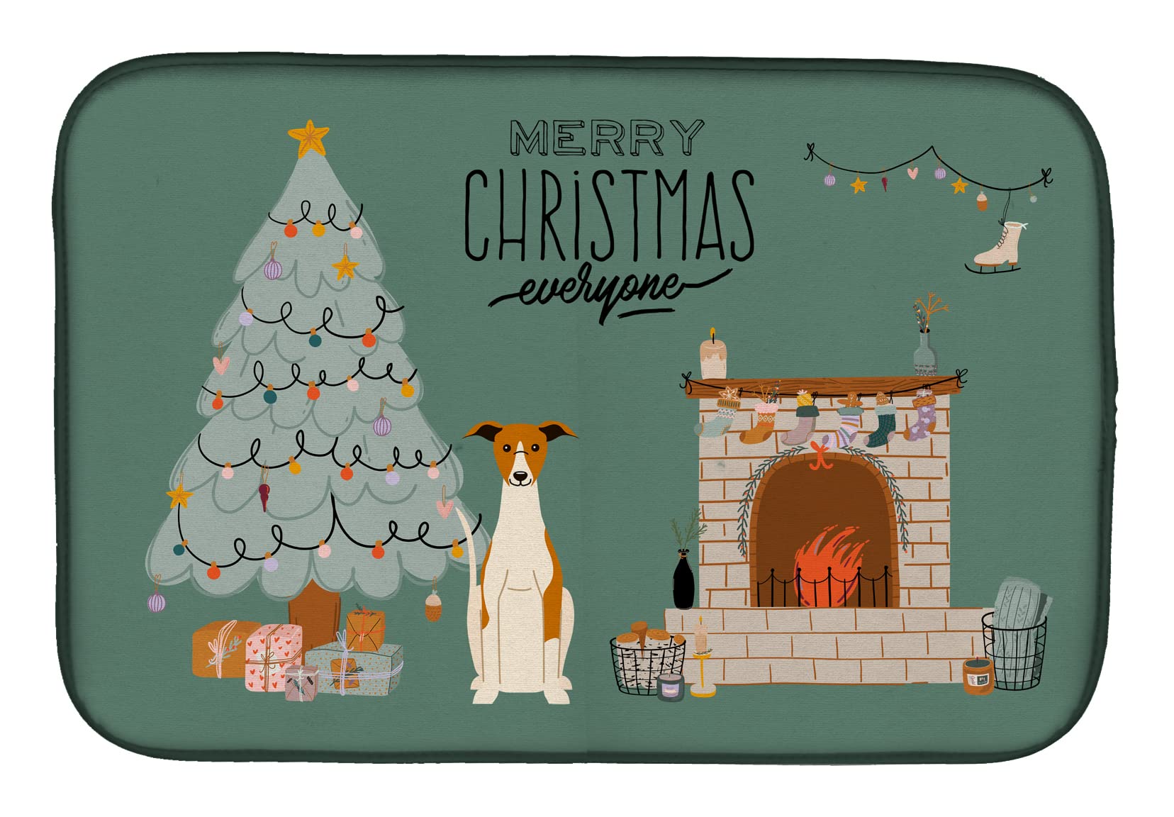 Alfombrillas para secar platos navideñas de poliéster multicolor modelo Whippet Christmas