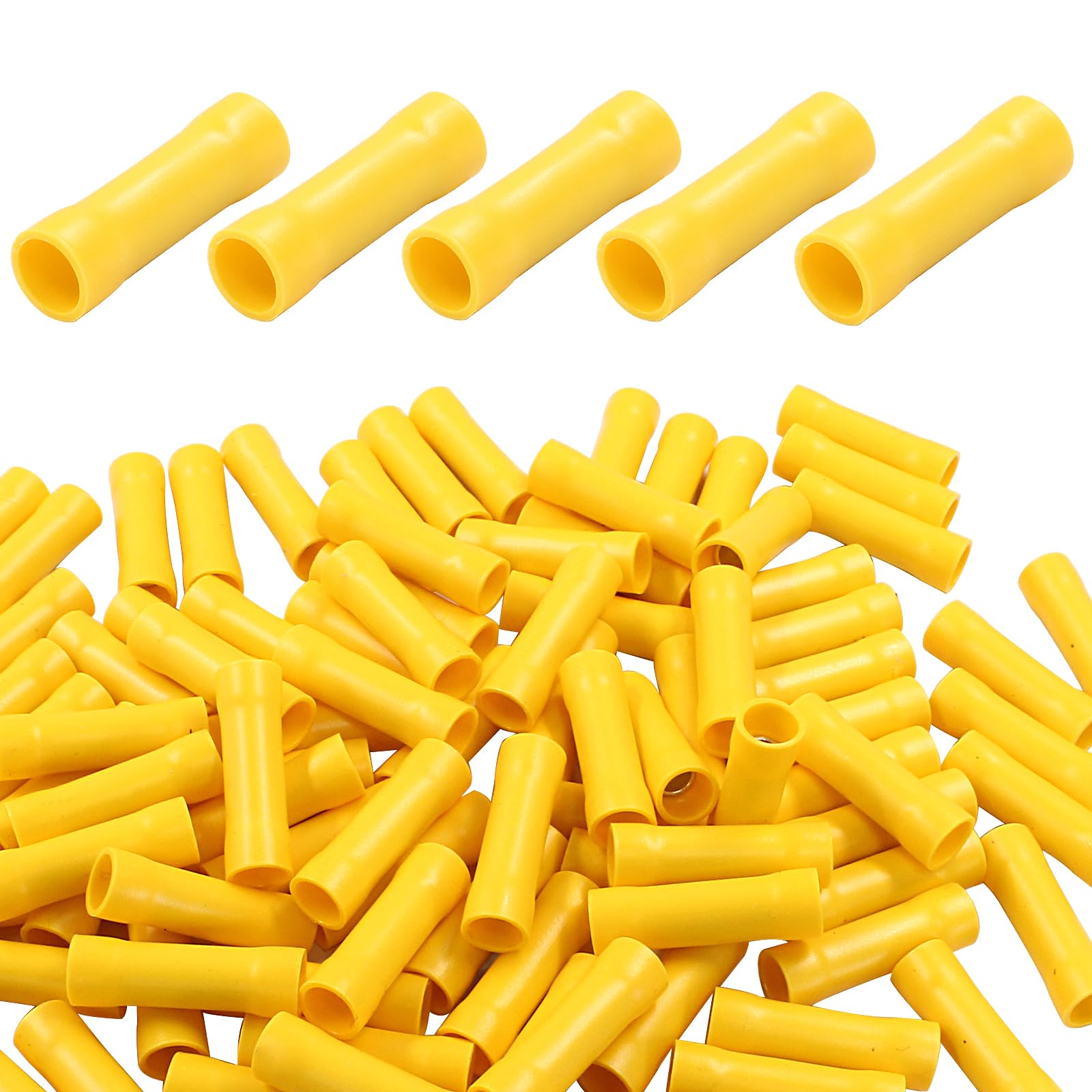 Hordion 120pcs 12-10 AWG Butt Splice Connectors, Yellow Butt Connectors Crimp Insulated Electrical Straight Wire Terminals