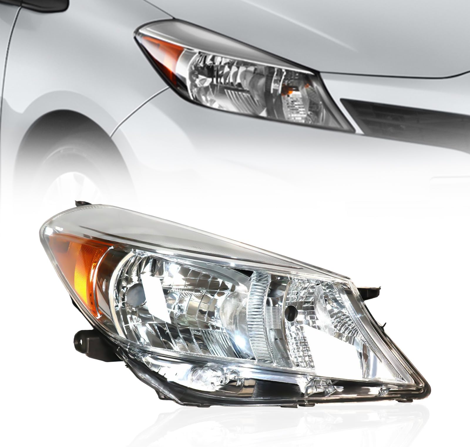 Headlamp Assemble For 2012 2013 2014 Toyota Yaris L/LE Hatchback Headlights Headlamps LED Headlight Headlamps Front Head Lights Lamps Replacement (Right Passenger Side)