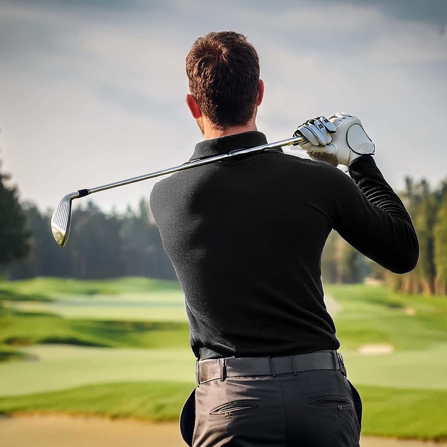 Premium Wear Long Sleeve Polo Shirt for Men, Cotton-Blend Fabric Golf Shirt with Collar, 3-Button Placket, Stain Guard - Image 3