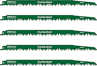 RRRST Lot de 5 Lame Scie Sabre pour Bois, 300mm 5TPI pour l'élagage des Arbres, Bois grossier, Bois dur, Bois tendre, bois vivant, Facile et Durable