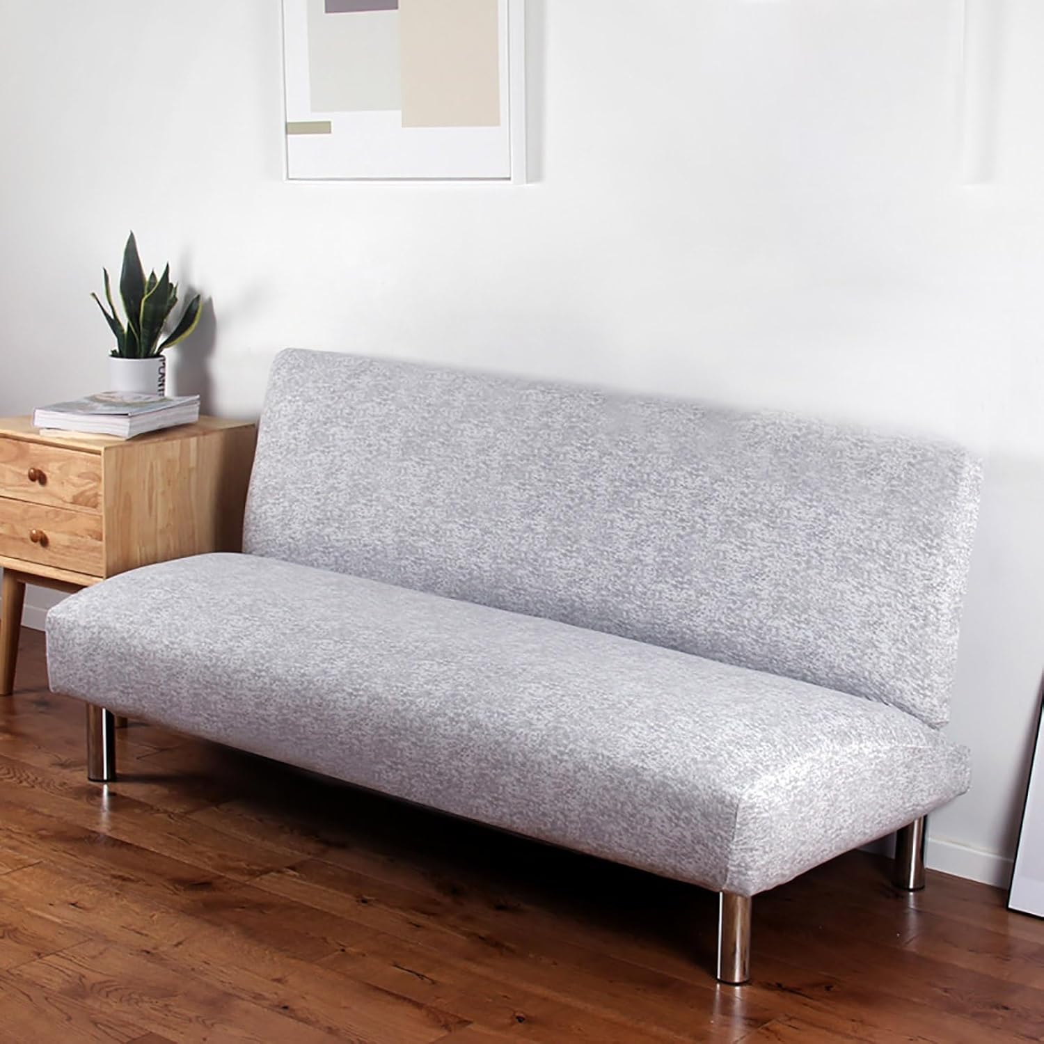 Konsilsa Armless Sofa Bed Cover, Stretch Sofa Cover Folding Sofa Bed Cover Soft Full Cover Futon Slipcover Furniture Protector Without Armrests (Color : G, Size : 120~155cm)