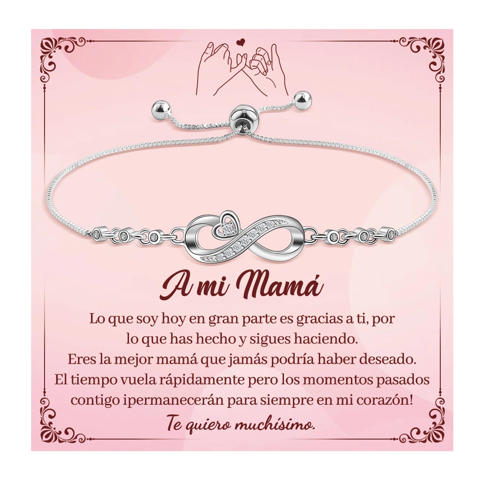 SUNSH Regalo Del Día De La Madre, Regalo Madre,Pulsera De Regalo Para Mamá,Pulsera De Plata Para Mujeres Love Unlimited, Día De La Madre/Cumpleaños/Navidad/Acción De Gracias Regalo Para Madre