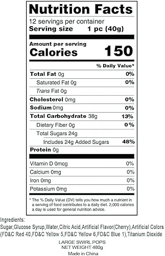 Miniatura 4 de Paletas grandes de 3 pulgadas en una barra de plástico de 6 pulgadas Sabor a cereza (1 paquete de 12)