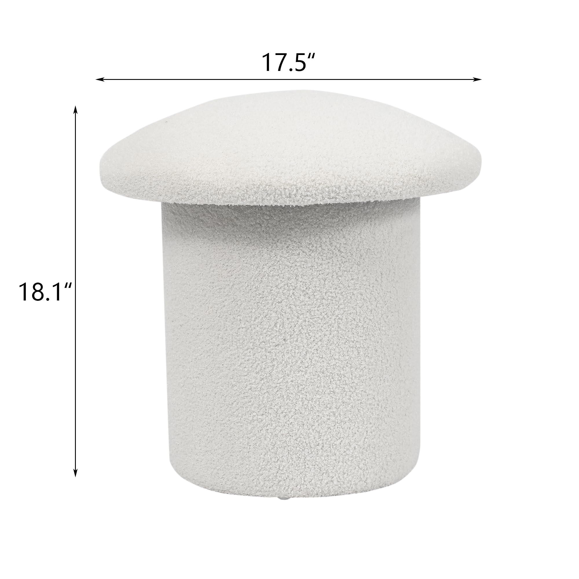 Otomana de piel sintética con forma de hongo, 17.5 x 17.5 x 18.1 pulgadas, reposapiés para sala de estar, dormitorio, color blanco 4