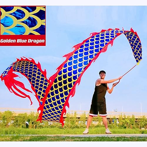 Miniatura 6 de DSJUGGLING Poi de dragón 3D con bola pesada de 11.99oz y cuerda oscilante de 3.6ft, serpentina de cinta de dragón dorado chino fluida de seda +