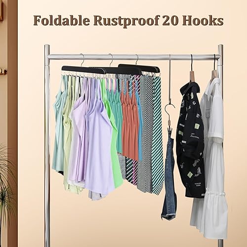 Miniatura 5 de Leccod Percha sin mangas mejorada, perchas para sujetadores, de madera resistente, rotación de 360, antideslizante, 24 ganchos de metal plegables,