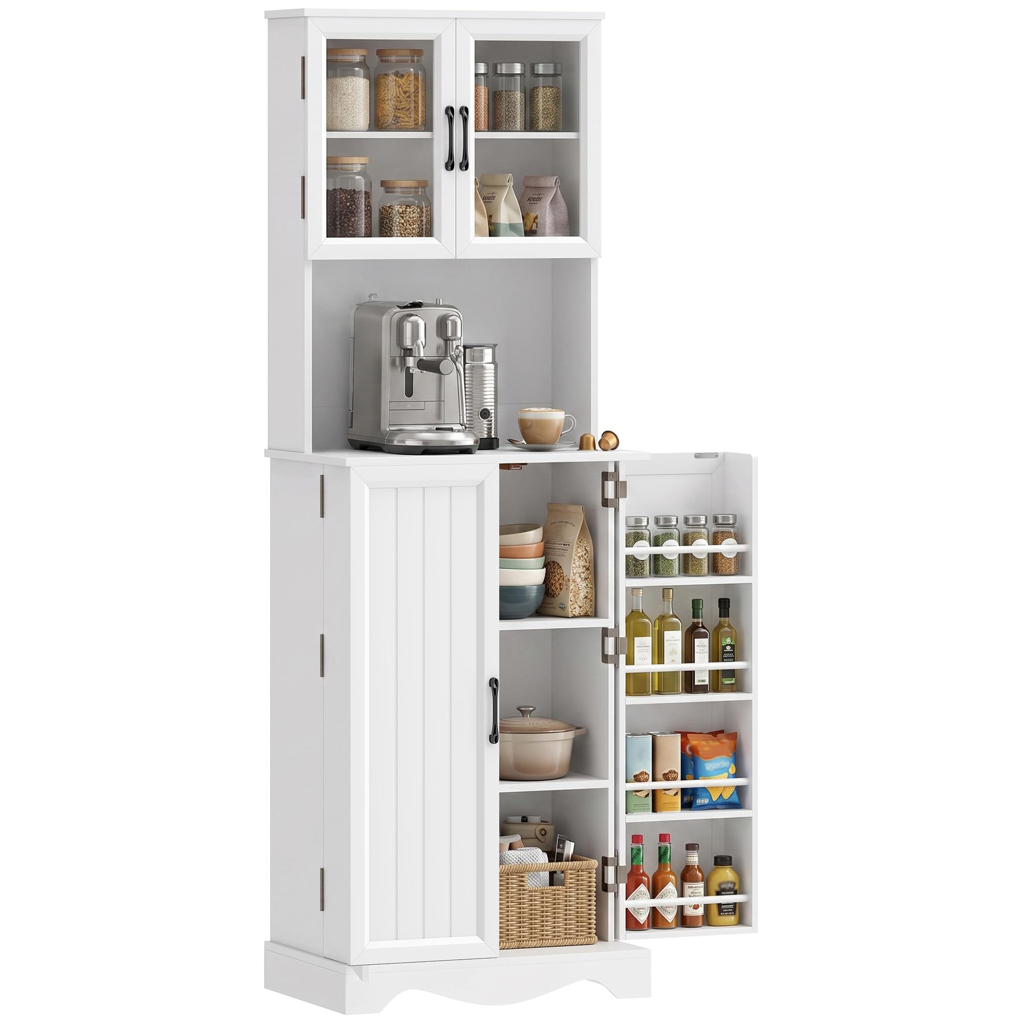 HOMCOM Buffet Haut Cuisine 4 Portes Plan de Travail 60x39,5x179,6cm Blanc
