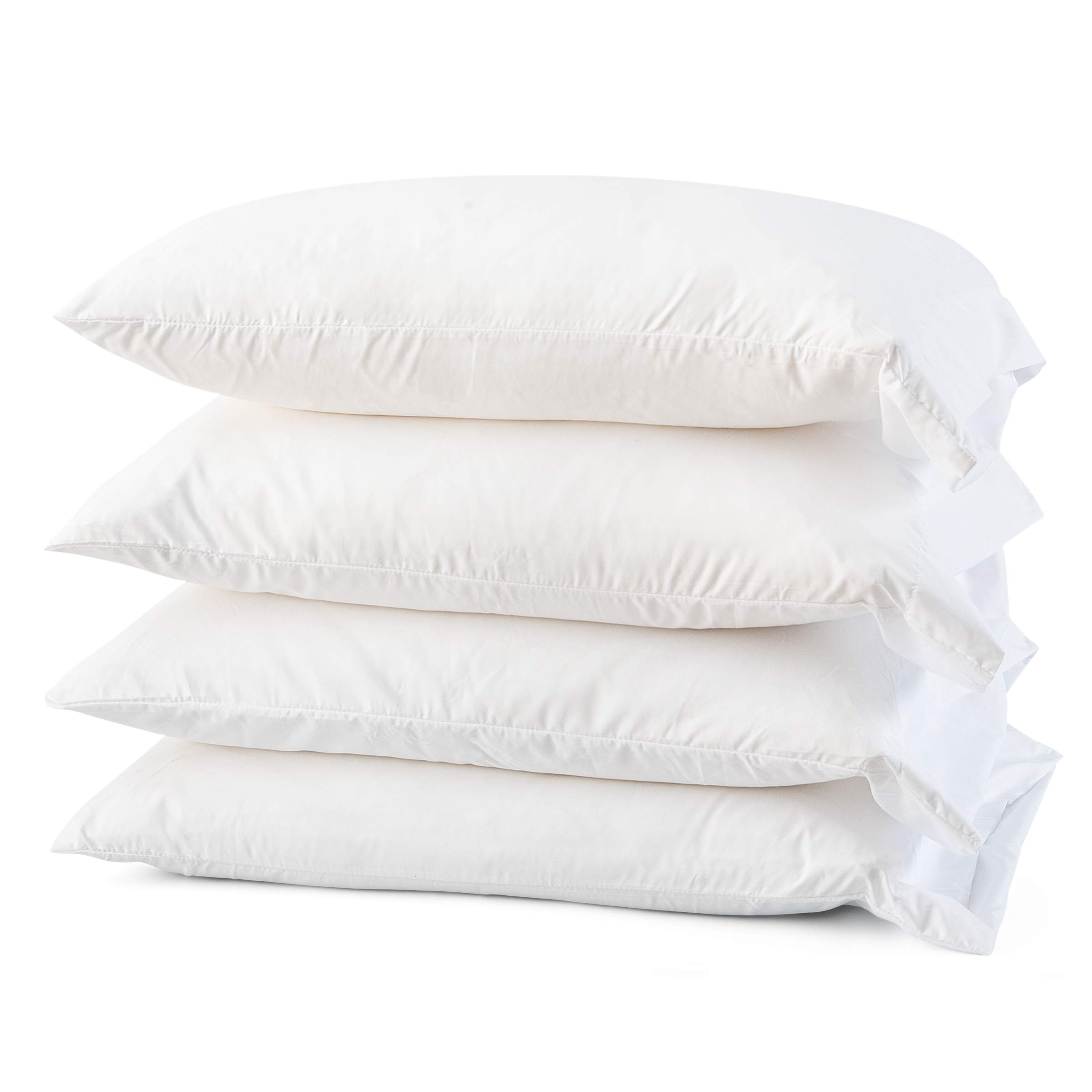 Micropuff - Juego de 4 fundas de almohada de microfibra cepillada suave y sin arrugas, color blanco