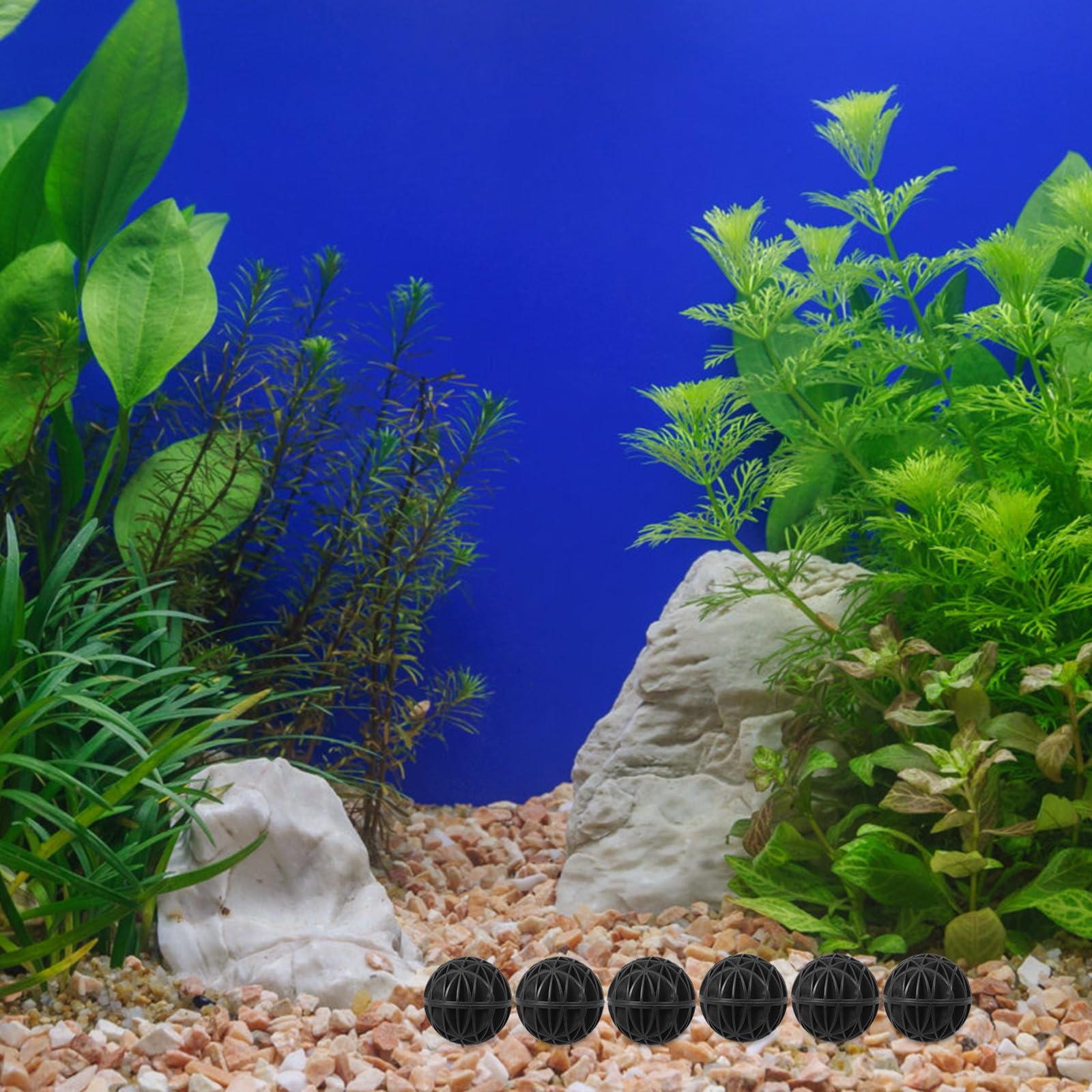 Toyvian 100 Pièces Bioballs pour Aquarium Noir en Plastique et Coton, Accessoires Filtrants Biologiques pour Aquarium d'eau Douce, Réduisent la Mortalité des Poissons et Augmentent
