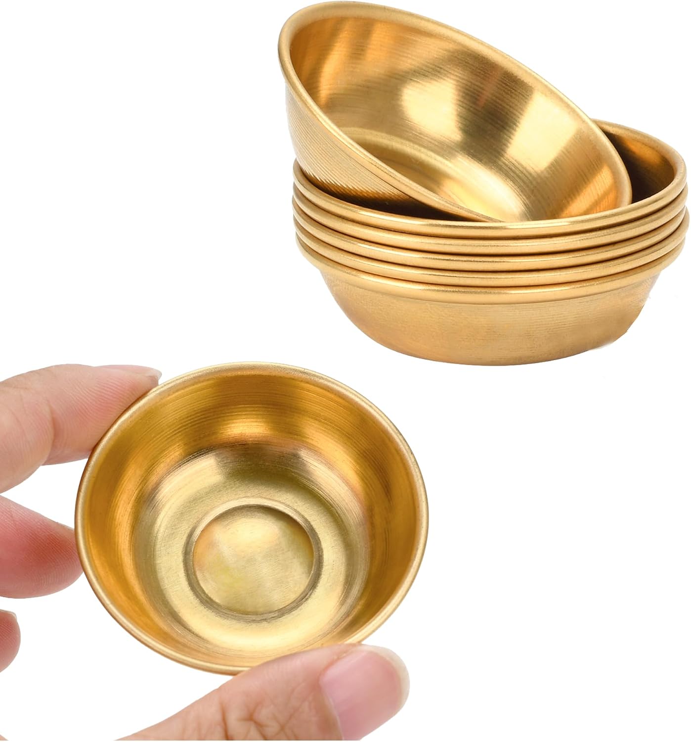 Tiny Brass Bowls for Buddhist Water Offering Bowls, 1.9 Inch, Set of 7 (Gold)