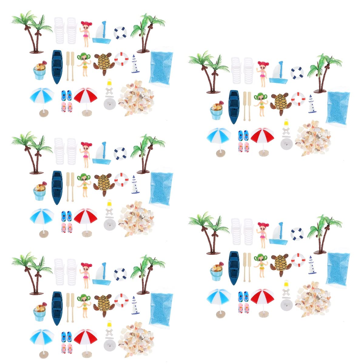 Lot De 22 Mini Accessoires De Plage – Micro-paysage En Résine, Pour Maison De Poupée, Décoration De Plantes, DIY, Parasol, Palmiers, Figurines, Dès 3 Ans