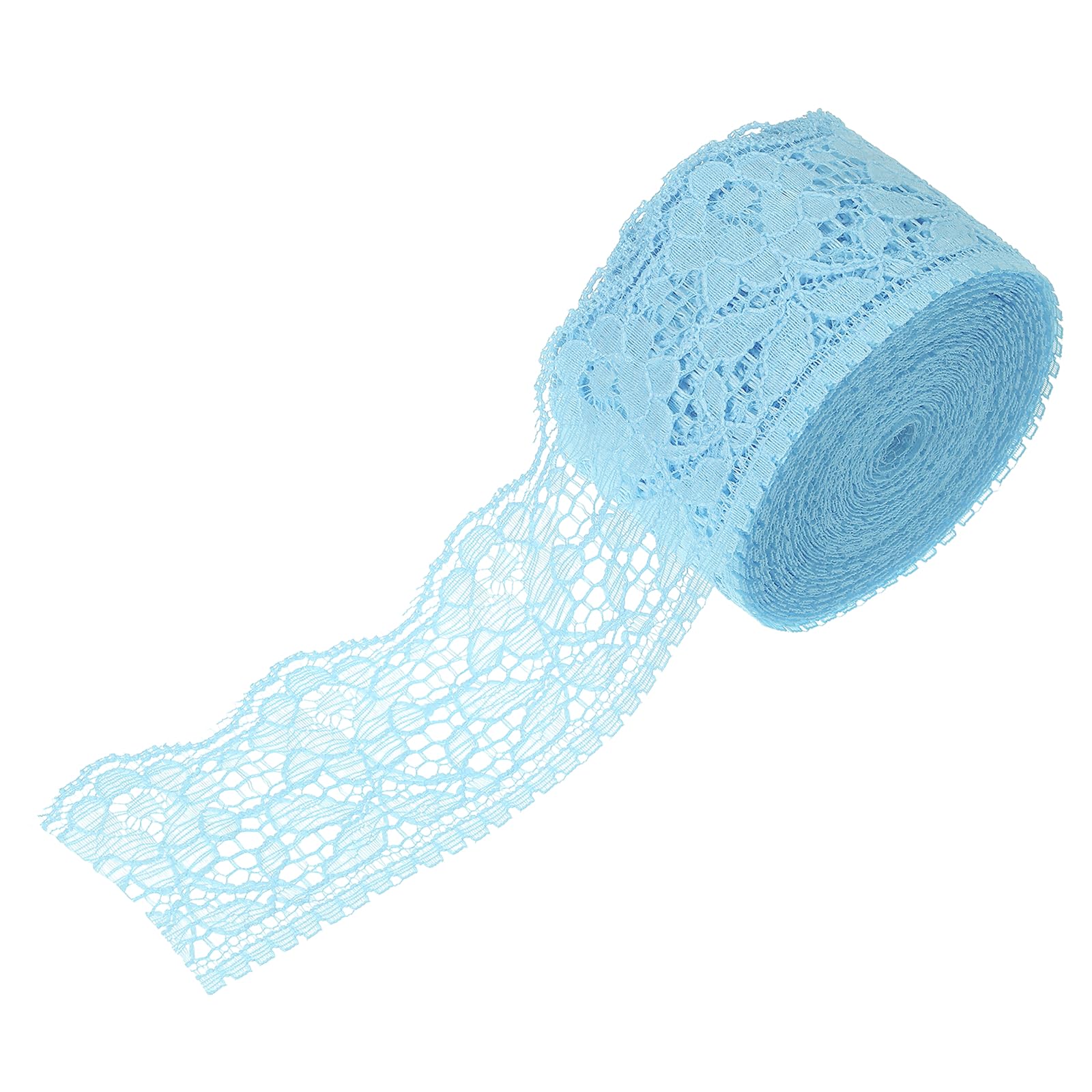 sourcing map 2.4 Inch Wide 10 Yard Elastic Lace Ribbon Floral Pattern Light Blue Stretch Lace Trim Embroidered Fabric for Sewing Making, and DIY Crafts, Gift Wrapping, Bouquets, Wedding Decor — image 1