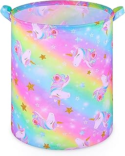 MIOBER 子供用ランドリーバスケット 43.3L 防水 ベビーランドリーバスケット 折りたたみ式 キャンバス おもちゃ オーガナイザー バスケット ハンドル付き 子供用 寝室 育児服