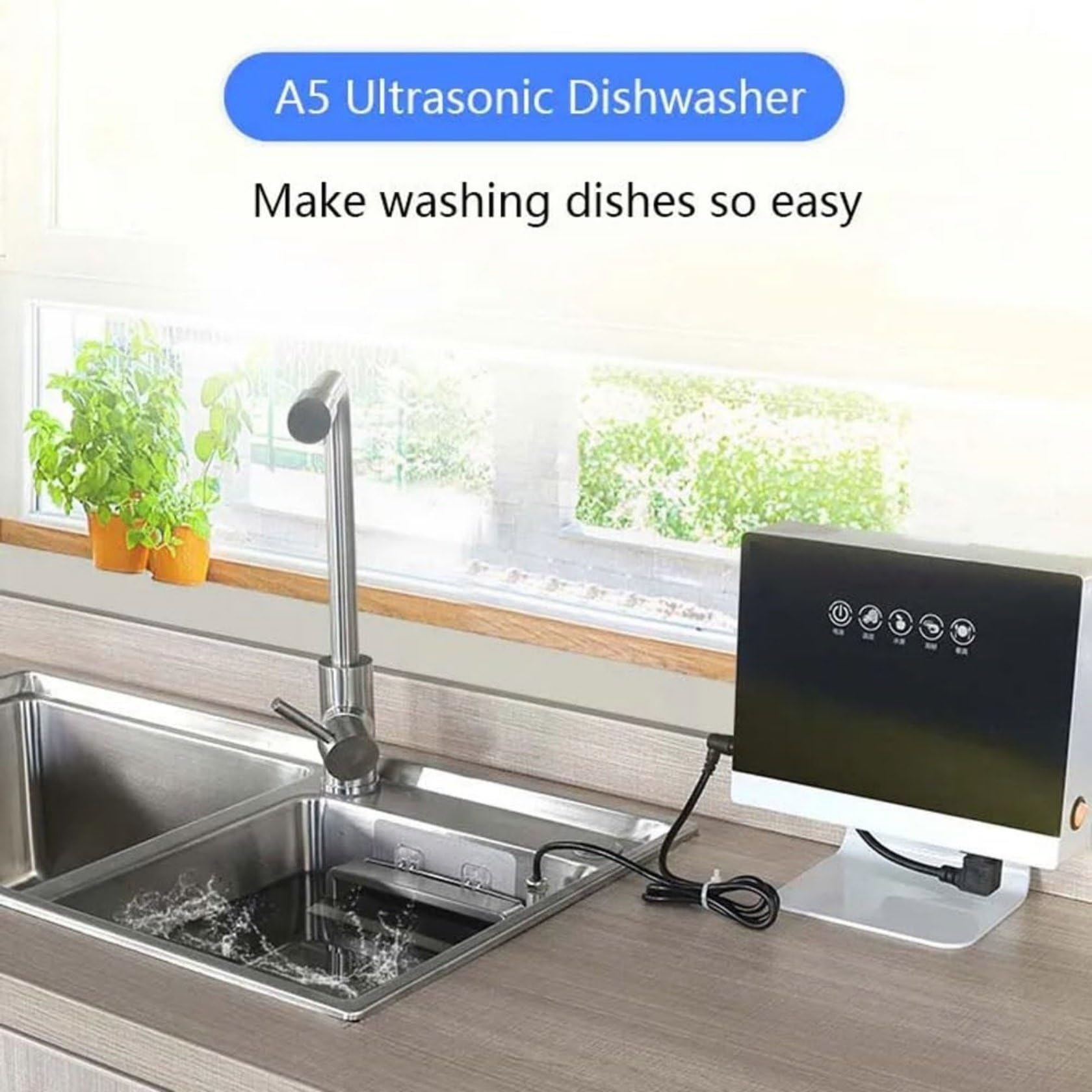 Automatyczna zmywarka ultradźwiękowa 360 W w zlewie z dotykowym sterowaniem, przenośna elektryczna zmywarka do naczyń, narzędzia do mycia naczyń, owoców i warzyw