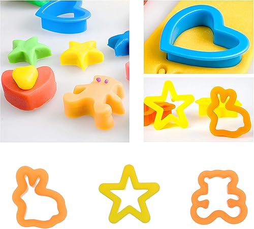 Miniatura 6 de Juego de herramientas de masa de juego de 60 piezas, juego de juego de dinosaurio de masa de juego, incluye juego de masa de dinosaurio, rodillo,