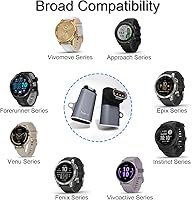 Vista 5 de Cargador USB-C para reloj Garmin (paquete de 3), adaptador de cable de carga USBC para Fenix 8/7/7X/7S, Vivoactive 5/4/4S, Forerunner