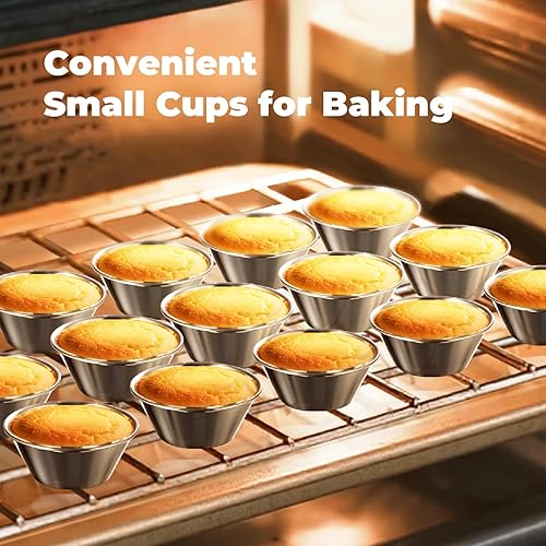 Miniatura 6 de Fit Meal Prep Paquete de 120 Tazas de salsa de acero inoxidable de 1.5 onzas  Ramequines individuales redondos para condimentos, juego de cocina de