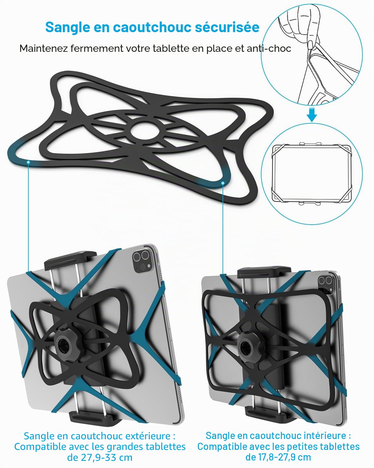 Support Tablette pour Bateau, Support Tablette Bateau avec Bras Robuste Réglable à 360°, Porte Tube pour iPad Pro 13 11 Air Mini, Galaxy Tab A9+ S6 S9, Tab M11 M10 M9, Téléphone, 4-13"