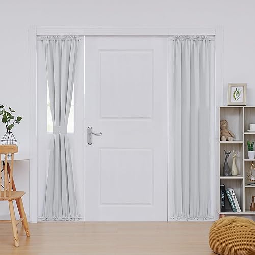 Miniatura 172 de Deconovo Cortina opaca de Navidad para puertas de vidrio y luces laterales, panel de privacidad con aislamiento térmico con doble bolsillo para