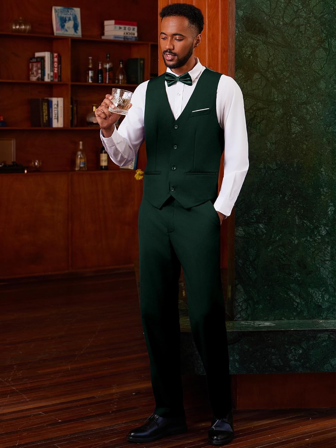 MAGE MALE Men's 3 Pieces Suit Elegant Solid One Button Slim Fit Single Breasted Party Blazer Vest Pants Set - Image 3