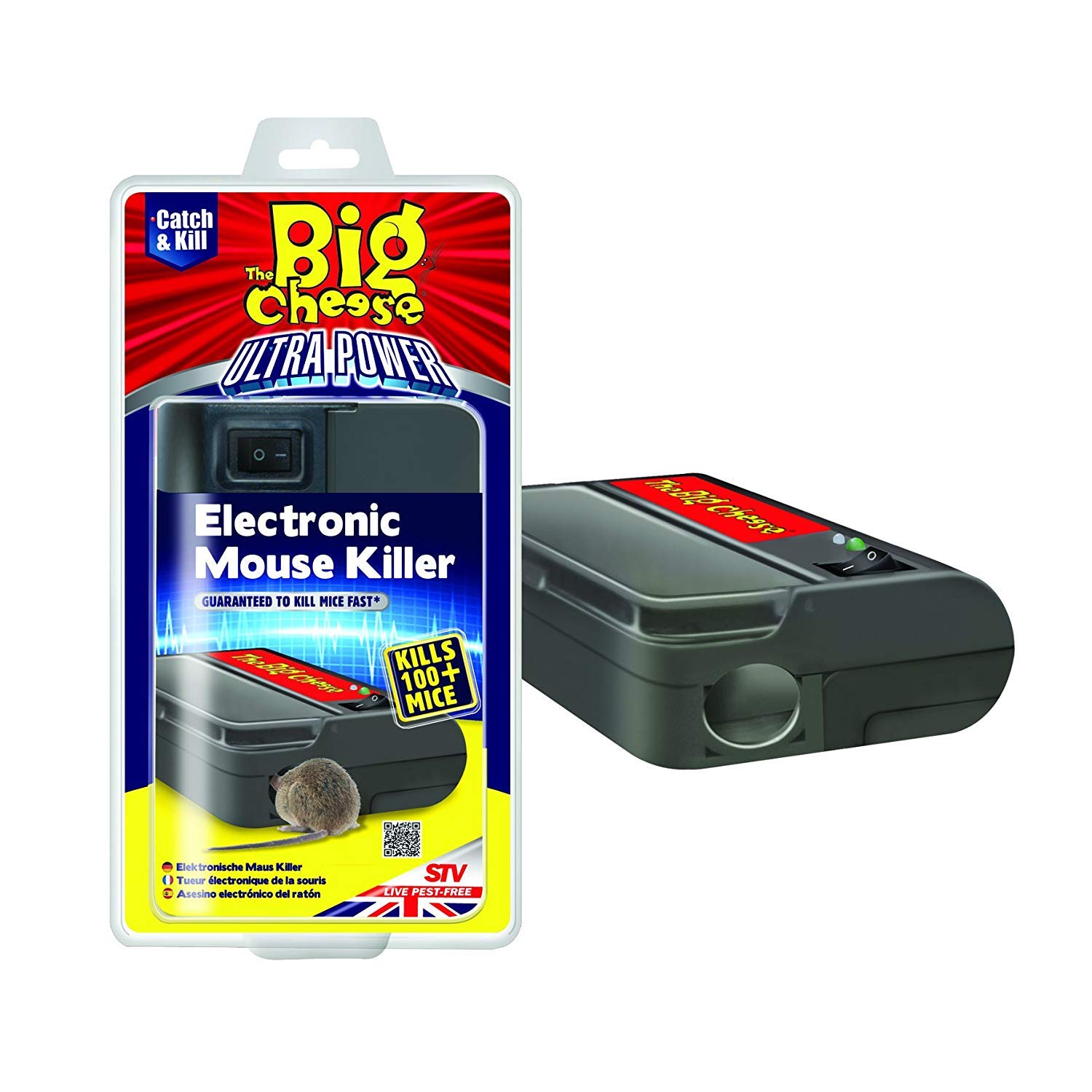 3XThe Big Cheese Ultra Power Electronic Mouse Killer (Quick, Humane Electronic Rodent Pest Trap, Kills 100+ Mice Per Set of AA Batteries, Safe for Use Around Children and Pets)