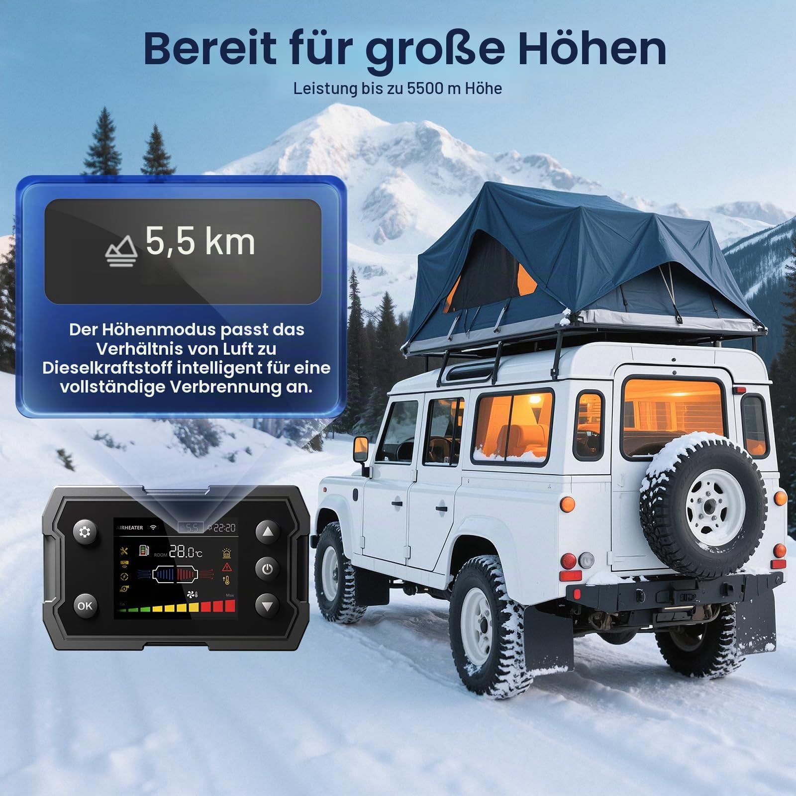 HCALORY AeroHeat 8kW Diesel Standheizung Tragbare Luftheizung 12V 24V 230V | Upgrade Toolbox Dieselheizung mit Bluetooth App & Netzteil Adapter, Heizung für Auto, LKW, Wohnmobil, Camping