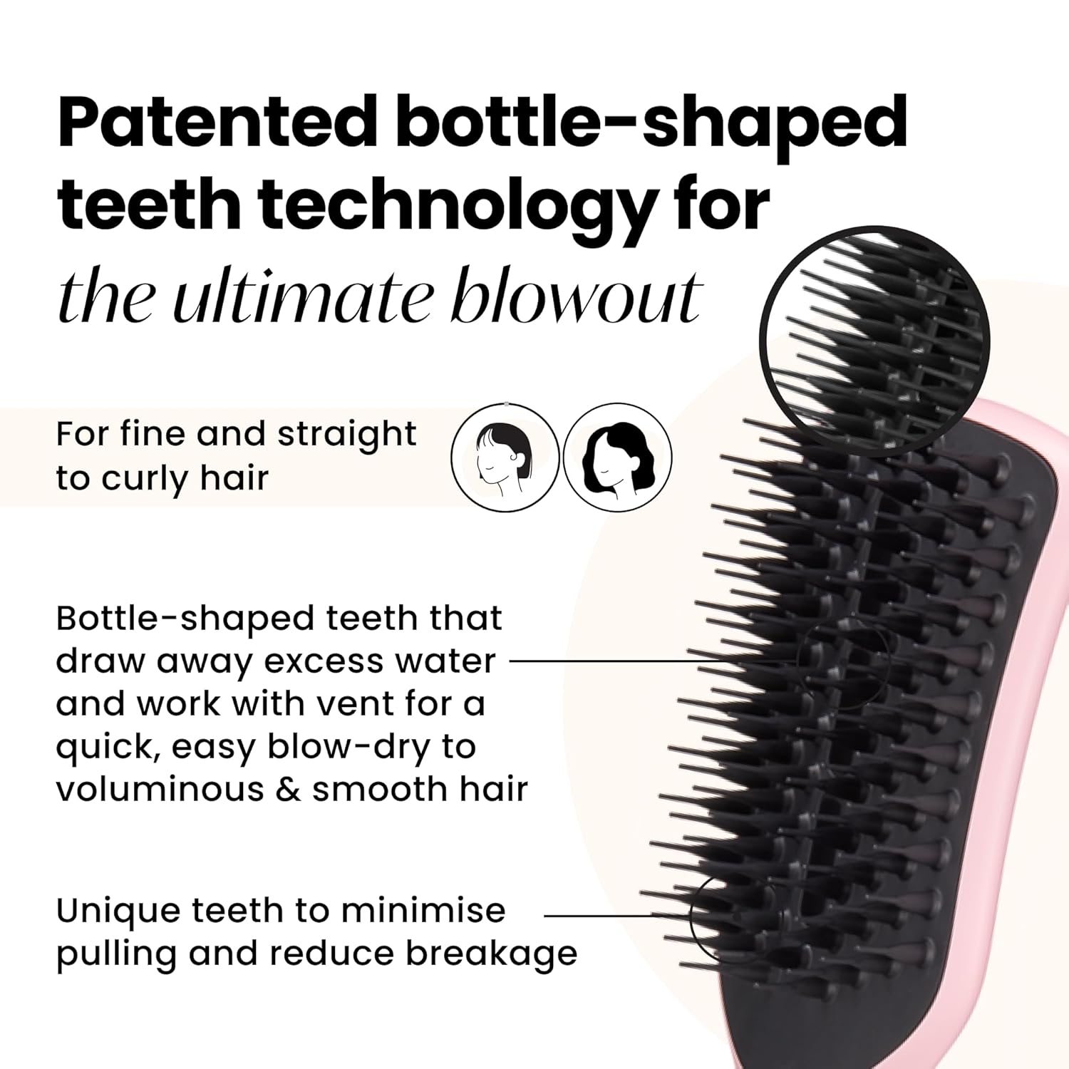 Tangle Teezer Easy Dry & Go Vented Hairbrush for Fine to Medium Wet Hair - Adds Volume, Smoothness & Shine - Blow Dry Hair Brush Cuts Down Time & Damage - Tickled Pink
