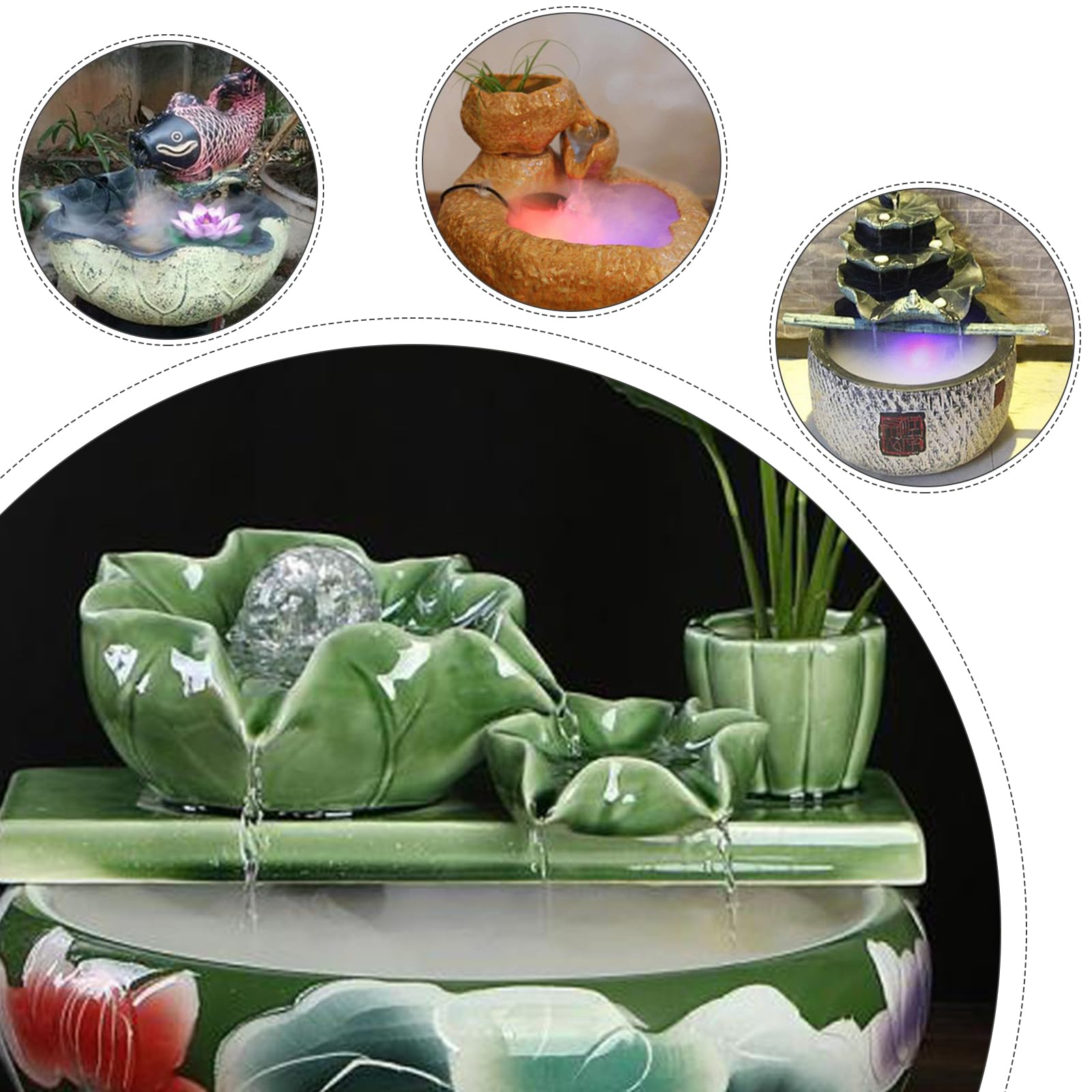 Fontaine à Brouillard Mister Fogger 12 LED Multicolores – Nébuliseur Ultrasonique Intérieur/Extérieur Pour Étang, Aquarium