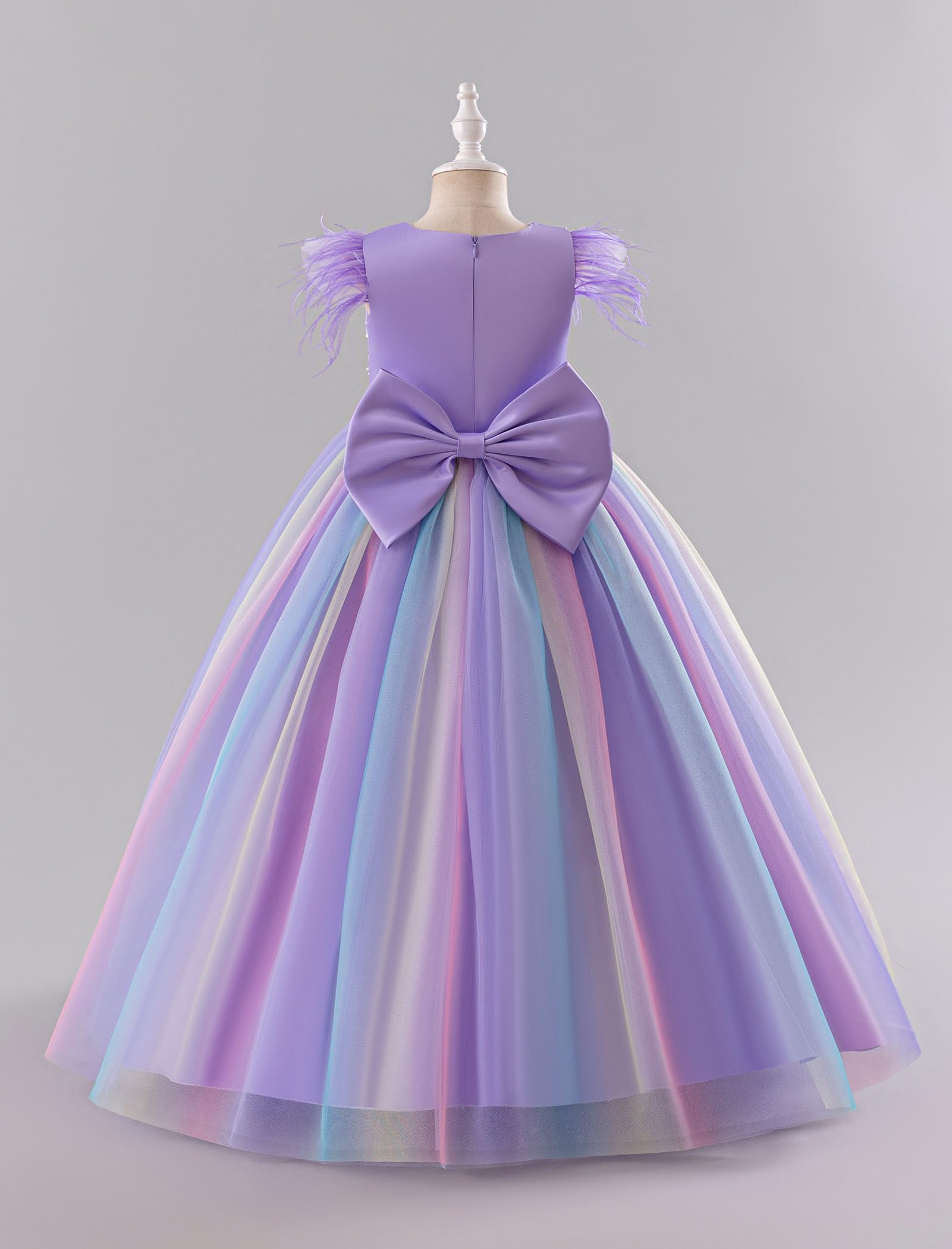IBAKOM - Vestido 3D con lentejuelas y volantes de tul para niña, vestido de fiesta de cumpleaños, boda