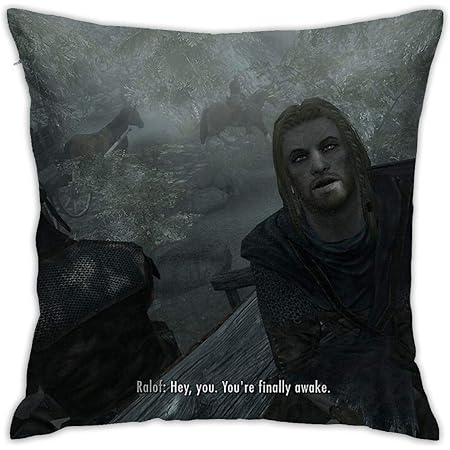 wallpapers Skyrim Pillow Cover not applicable skyrim kissen hey you re finally awake home dekorative wurfkissenbezuge fur sofa couch kissenbezuge 45 7 x 45 7 cm