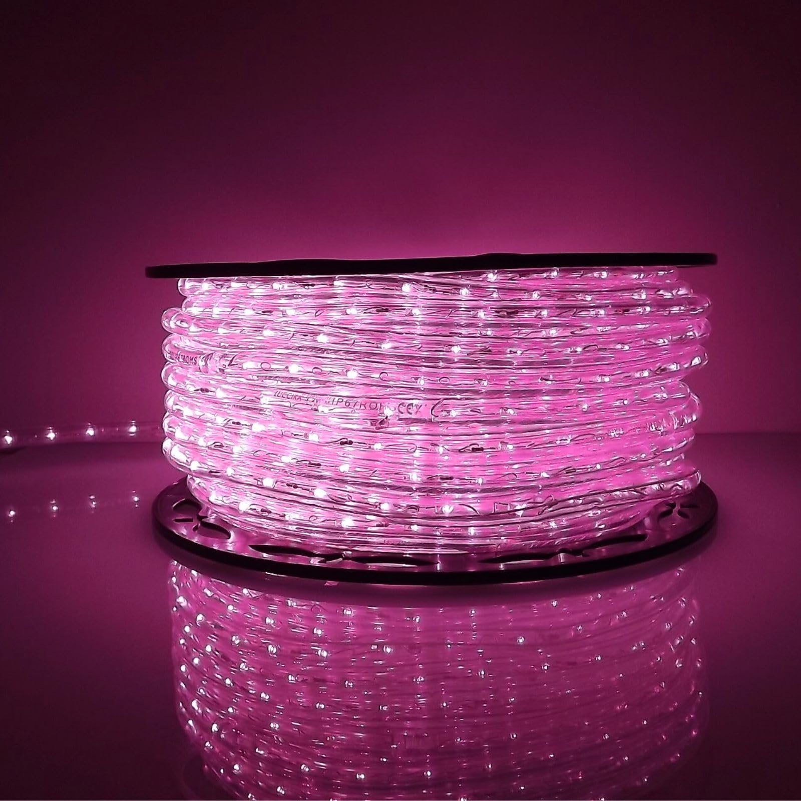 Tubo luminoso LED profesional de 50 metros cortable listo para usar con accesorios IP67 para uso interior y exterior (rosa)