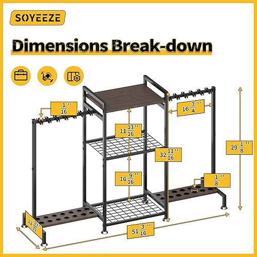 Miniatura 6 de SOYEEZE Soporte para caña de pescar para 28 cañas, soporte para caña de pescar para garaje, soporte vertical para caña de pescar de 3 lados para