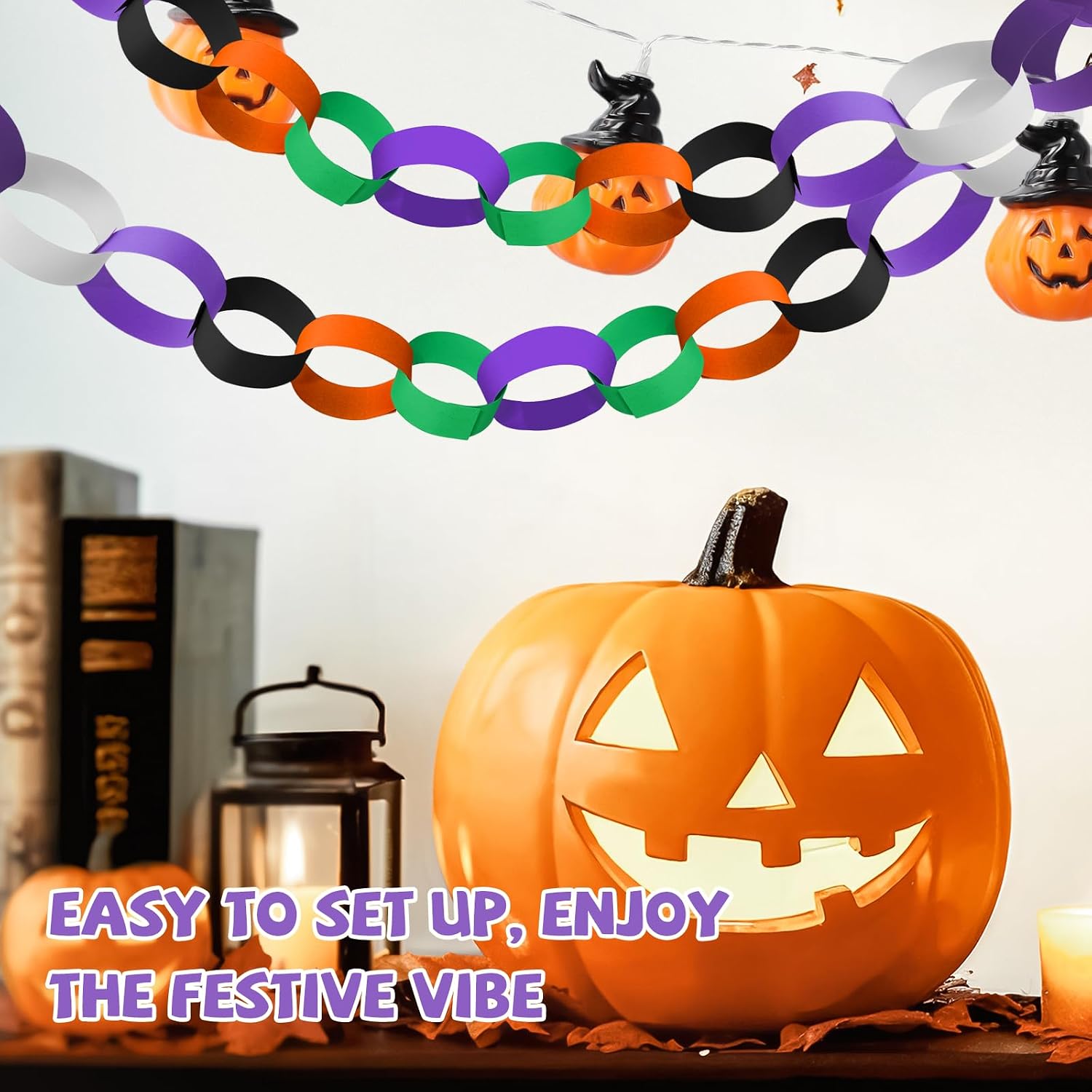 Halloween Colors Paper Chain Strips, Cardstock Craft Strips