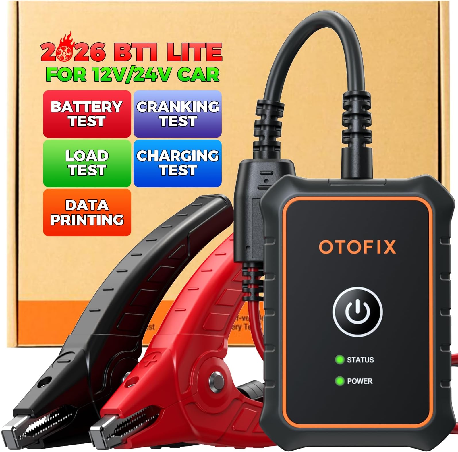OTOFIX Car Battery Tester BT1 Lite, 6V 12V 100-2000 CCA Car Battery Analyzer, Auto Cranking Charging System Test Scan Tool, Battery Load Test