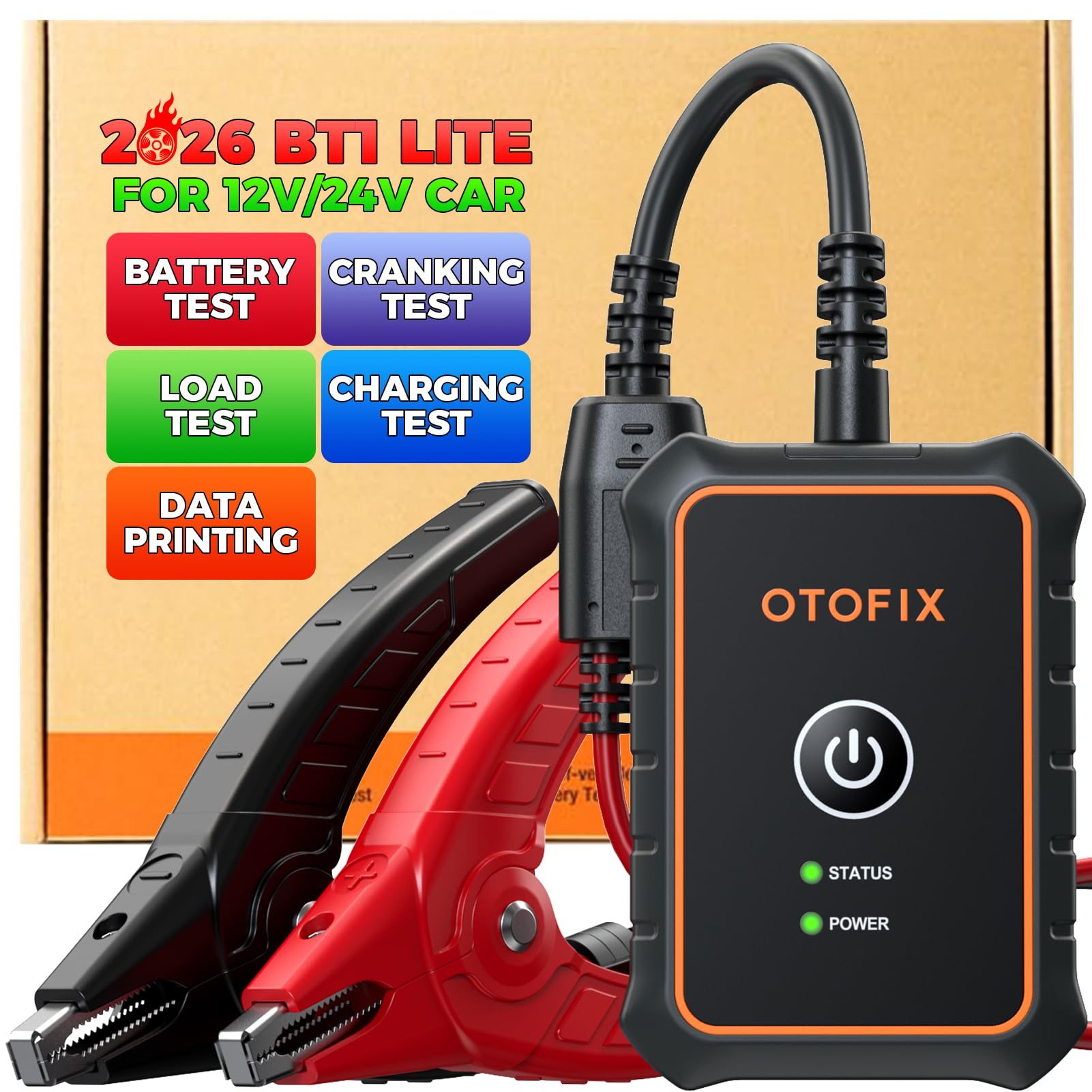 OTOFIX Car Battery Tester BT1 Lite, 6V 12V 100-2000 CCA Car Battery Analyzer, Auto Cranking Charging System Test Scan Tool, Battery Load Test