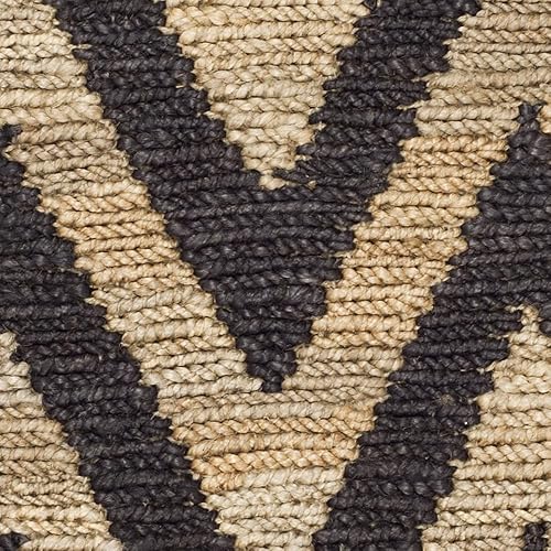 Miniatura 5 de SAFAVIEH Organica Collection - Alfombra decorativa, 2 pies 6 pulgadas x 4 pies, negro y natural, yute cheurón anudado a mano, ideal para zonas de