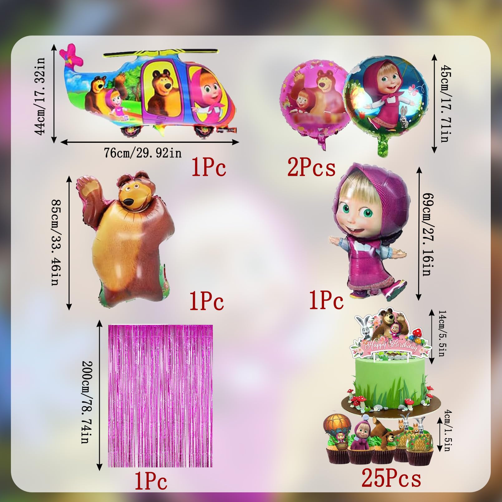 93 Pezzi Ragazza e Orso Stoviglie per Feste di Compleanno | Addobbi Compleanno Ragazza e Orso，Tovaglia, Piatti di Carta，Adatto a 10 persone