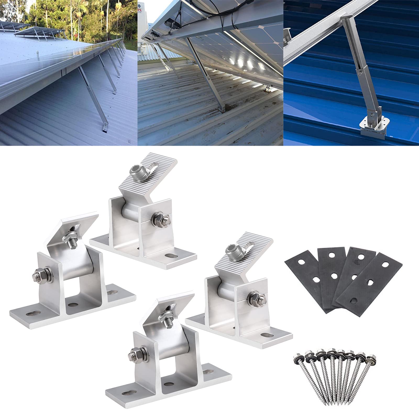uchwyt do modułu solarnego, 4 sztuki, regulowany uchwyt fotowoltaiczny, panel słoneczny 15°-30°, uchwyt ze stopu aluminium z obrotowym uchwytem kątowym (4 szt.)