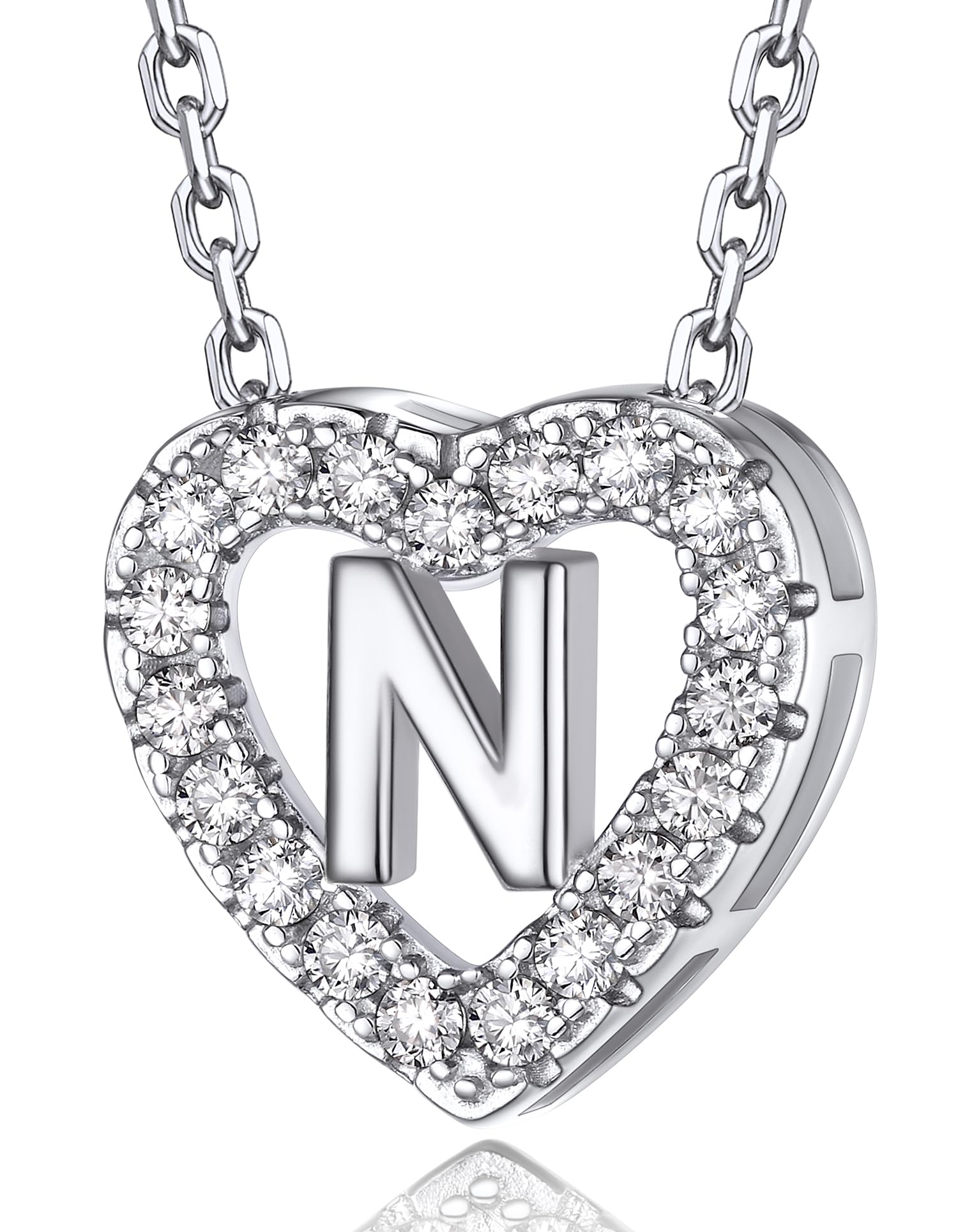 MomentWish Herz Kette mit Buchstaben A-Z Anhänger, Moissanit Diamant Initialen Halskette Damen,Personalisierte Geburtstagsgeschenk für Frauen Damen Weihnachtsgeschenke