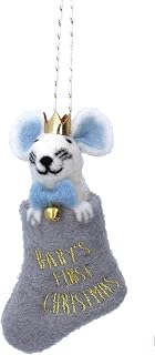 Baby's First Christmas Gisela Graham - Ratón festivo (12 cm), color azul