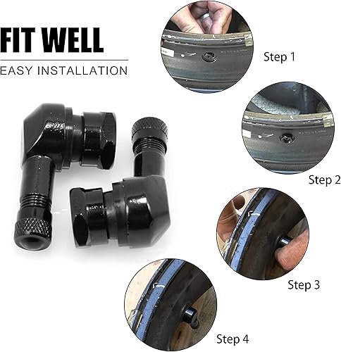 Miniatura 6 de G 1 par de vástagos de válvula de neumático de aluminio CNC de 90 grados de 11.3 y 0.394 in, vástago de aire de ángulo sin cámara para la mayoría de